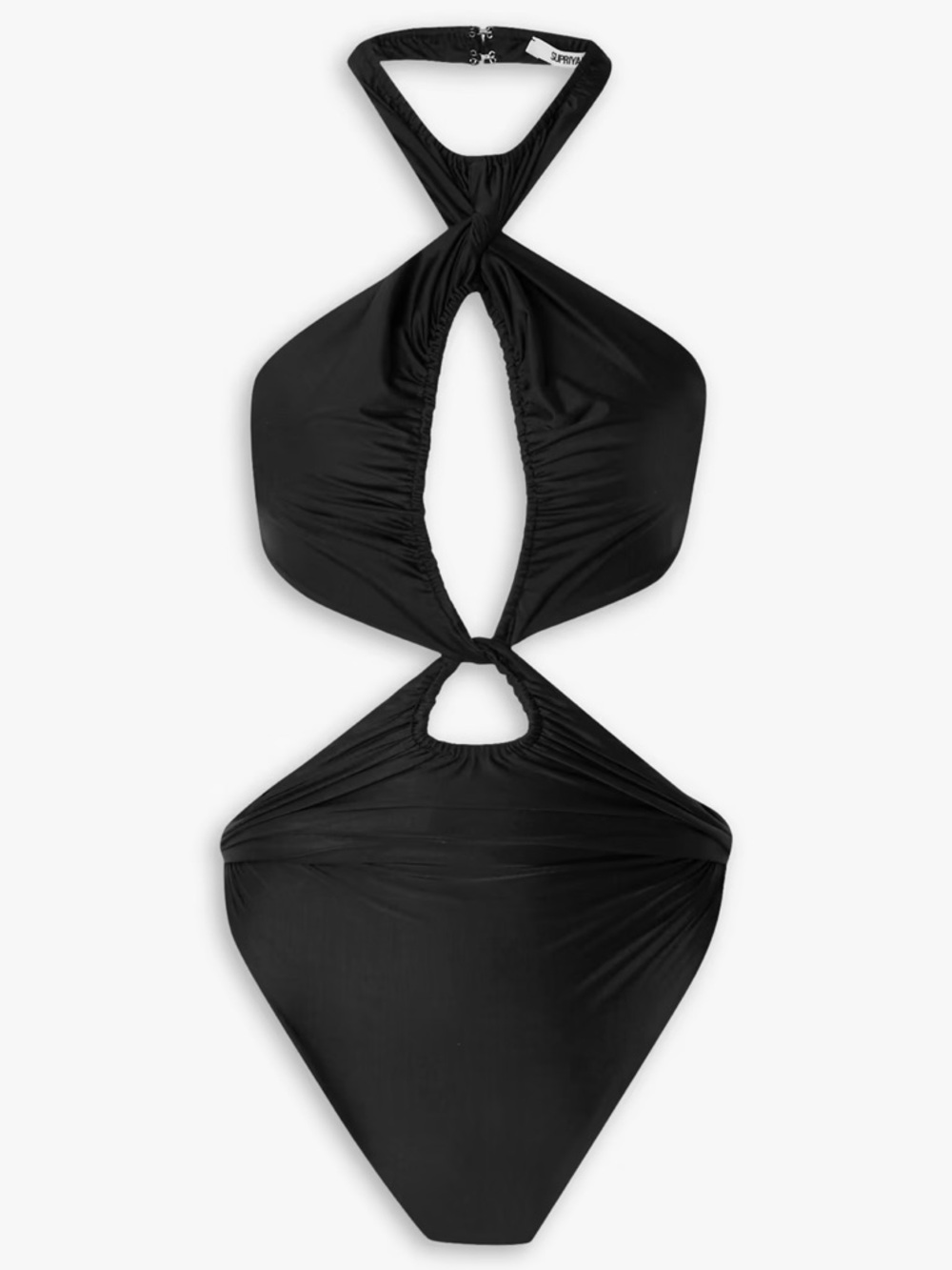 NWT Supriya Lele ‘Twisted Cutout Stretch-Jersey Halterneck Bodysuit’ in Black M